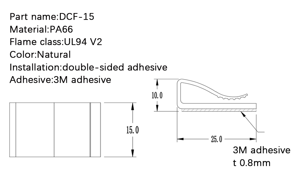 Plastic Flat Cable Clamp DCF-15